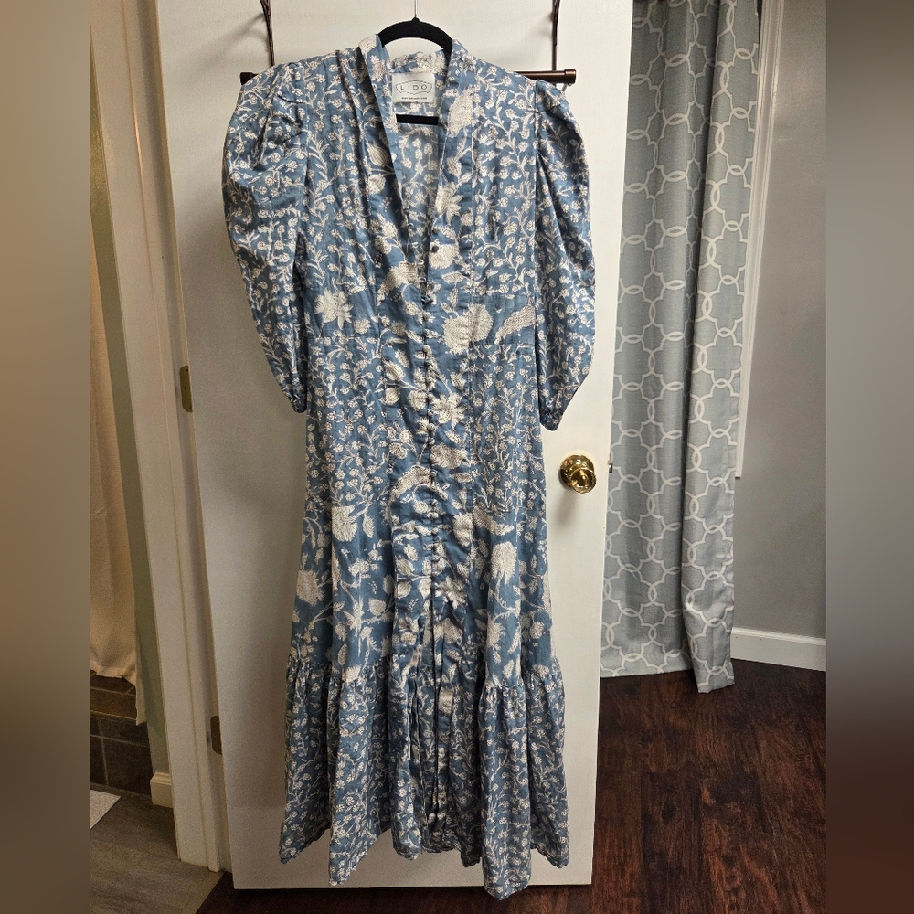 Blue and White Floral Women's Dress
